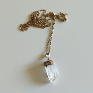 Gold Chain Clear Crystal Point Pendant Necklace